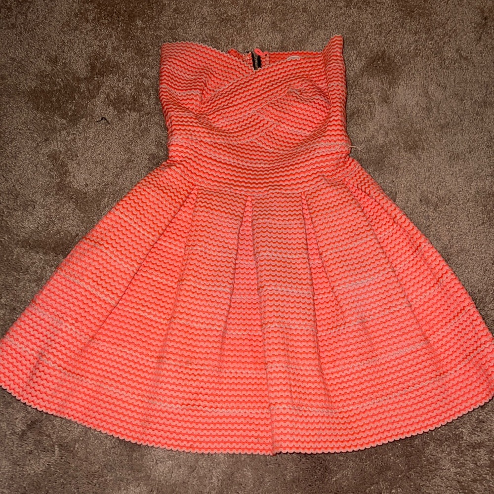 Orange strapless dress